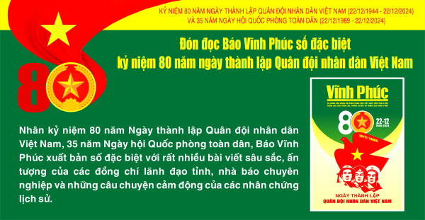 Đón đọc Báo Vĩnh Phúc số đặc biệt kỷ niệm 80 năm ngày thành lập Quân đội nhân dân Việt Nam